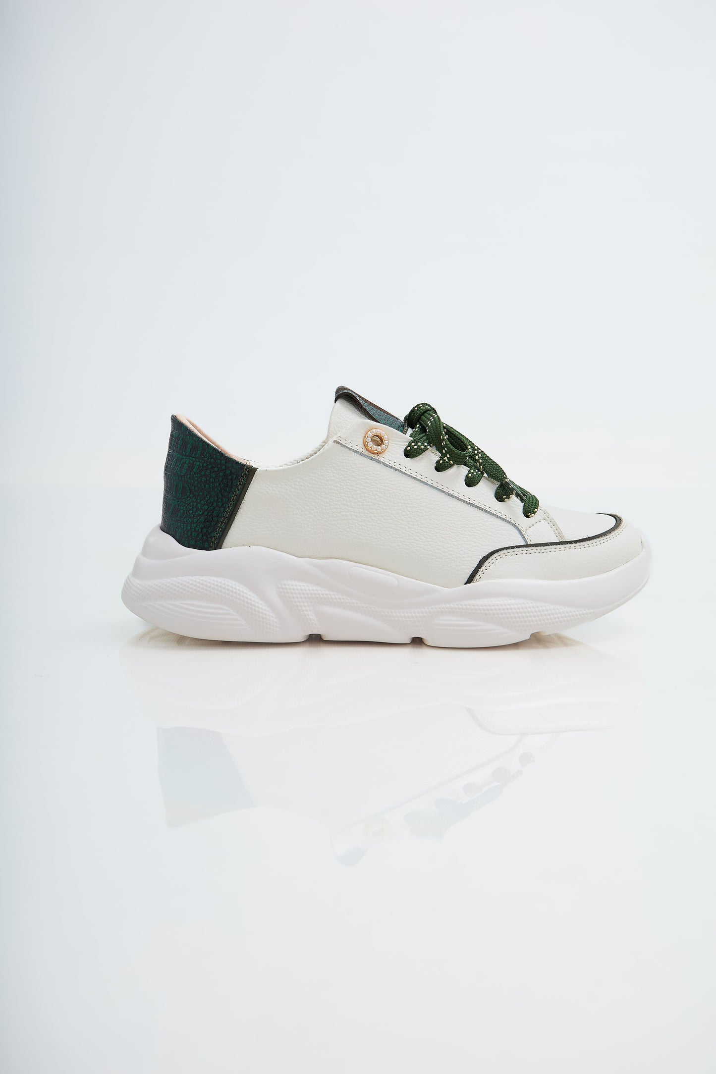 Zapatillas en cuero Val·lentia Blanco Verde 002 BVR