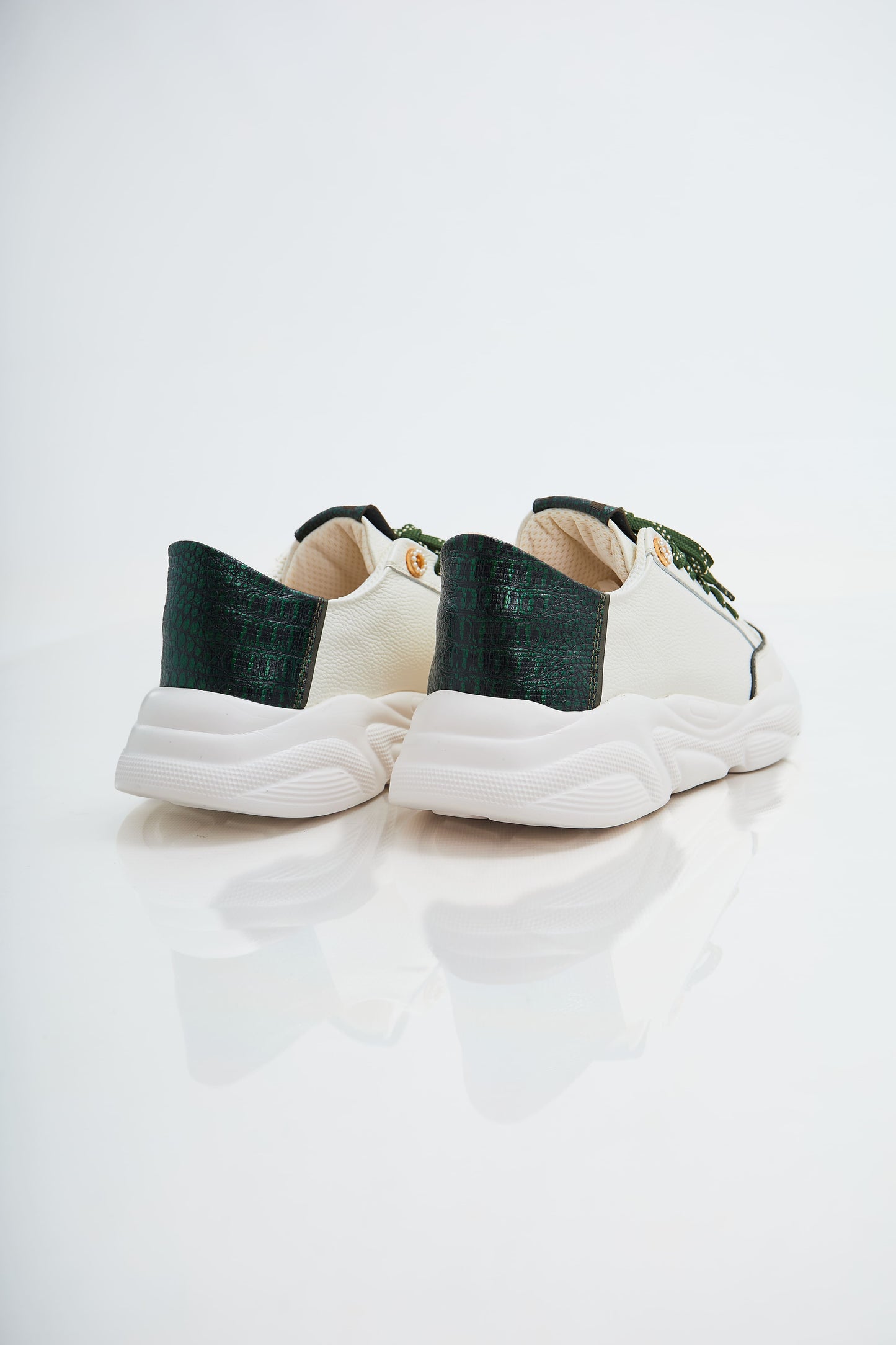 Zapatillas en cuero Val·lentia Blanco Verde 002 BVR