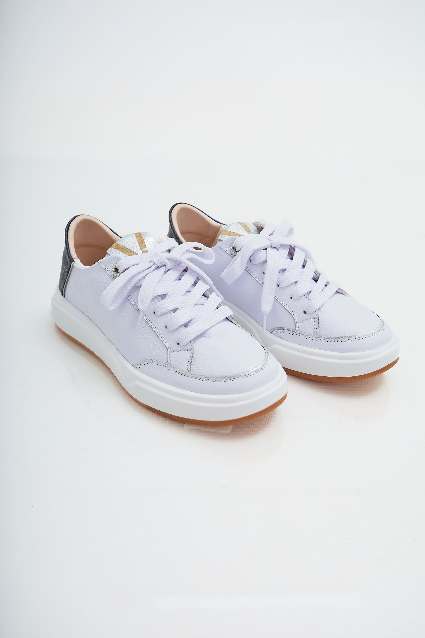 Zapatillas en cuero Val·lentia Blanco Azul 002 BPR