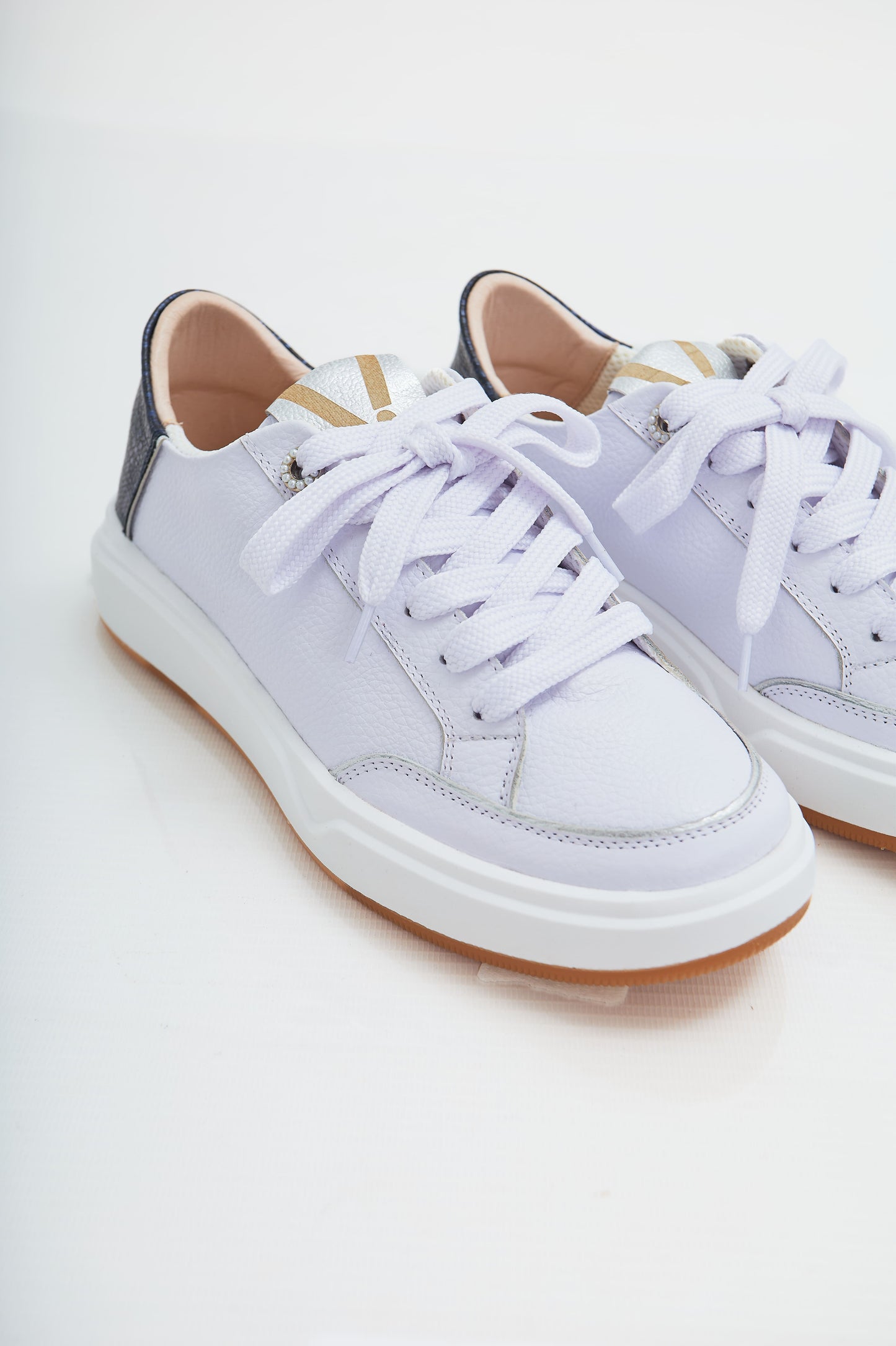 Zapatillas en cuero Val·lentia Blanco Azul 002 BPR