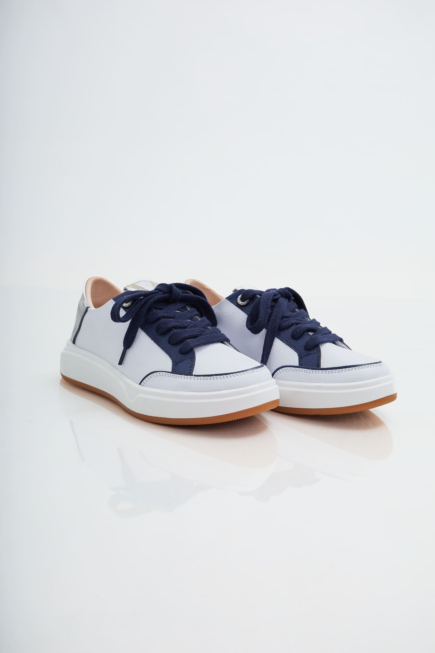 Zapatillas en cuero Val·lentia Blanco Azul 002 BP
