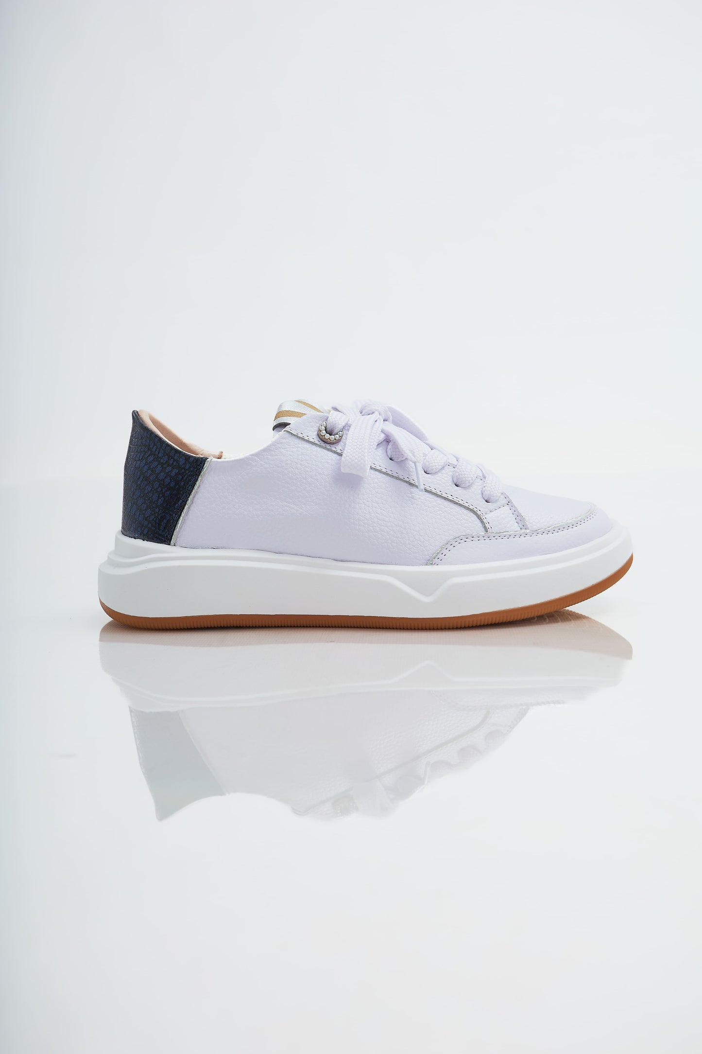 Zapatillas en cuero Val·lentia Blanco Azul 002 BPR