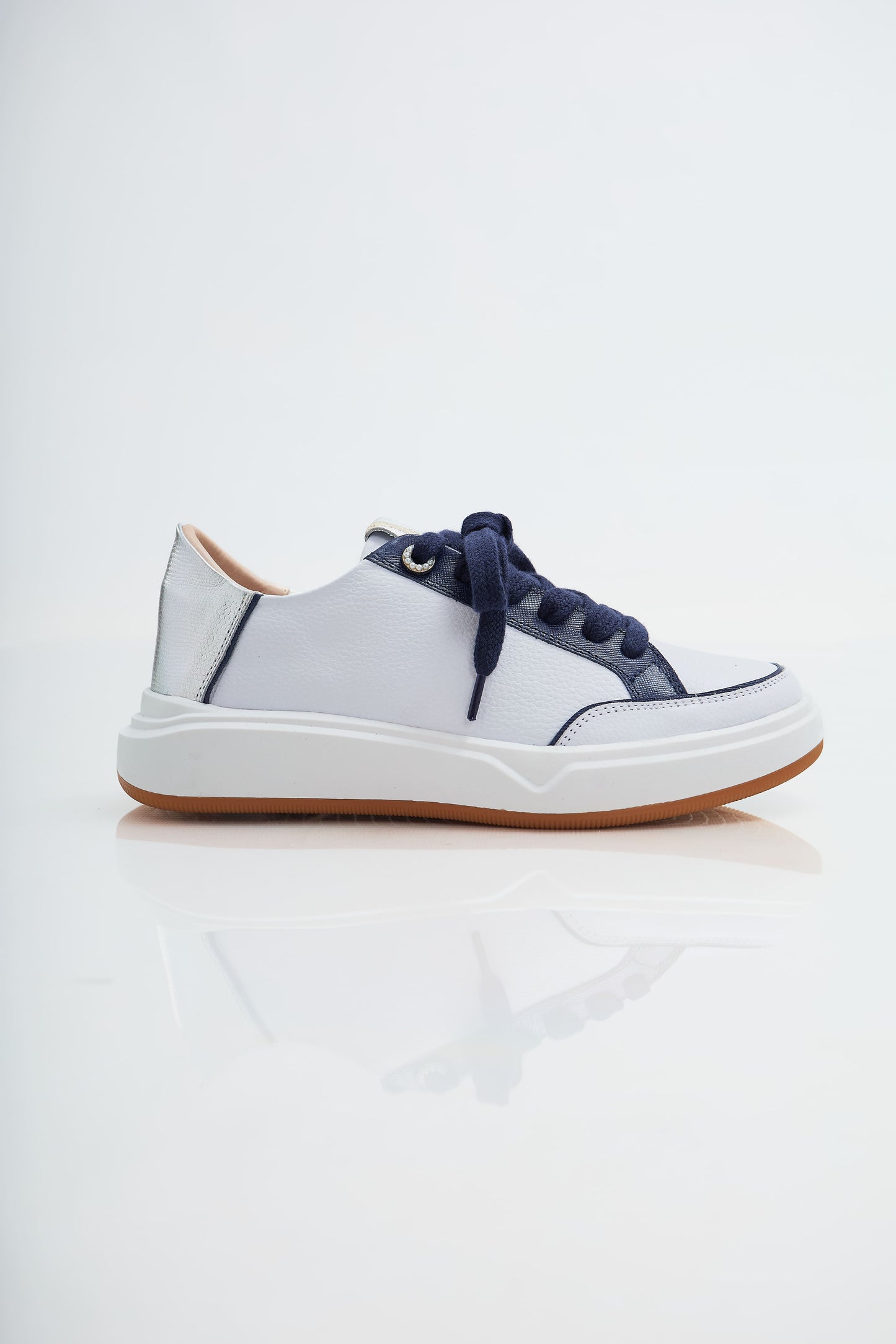 Zapatillas en cuero Val·lentia Blanco Azul 002 BP