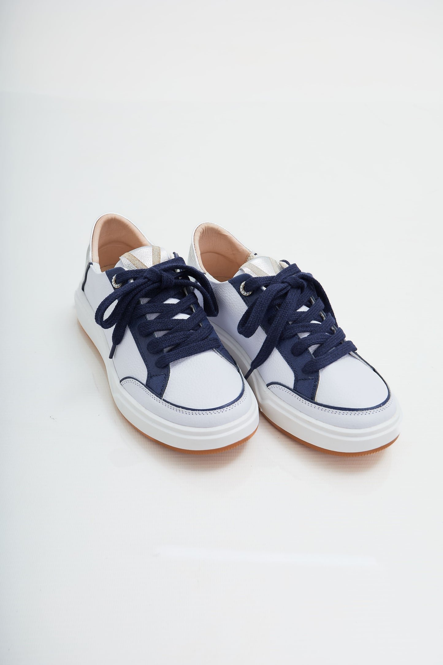 Zapatillas en cuero Val·lentia Blanco Azul 002 BP