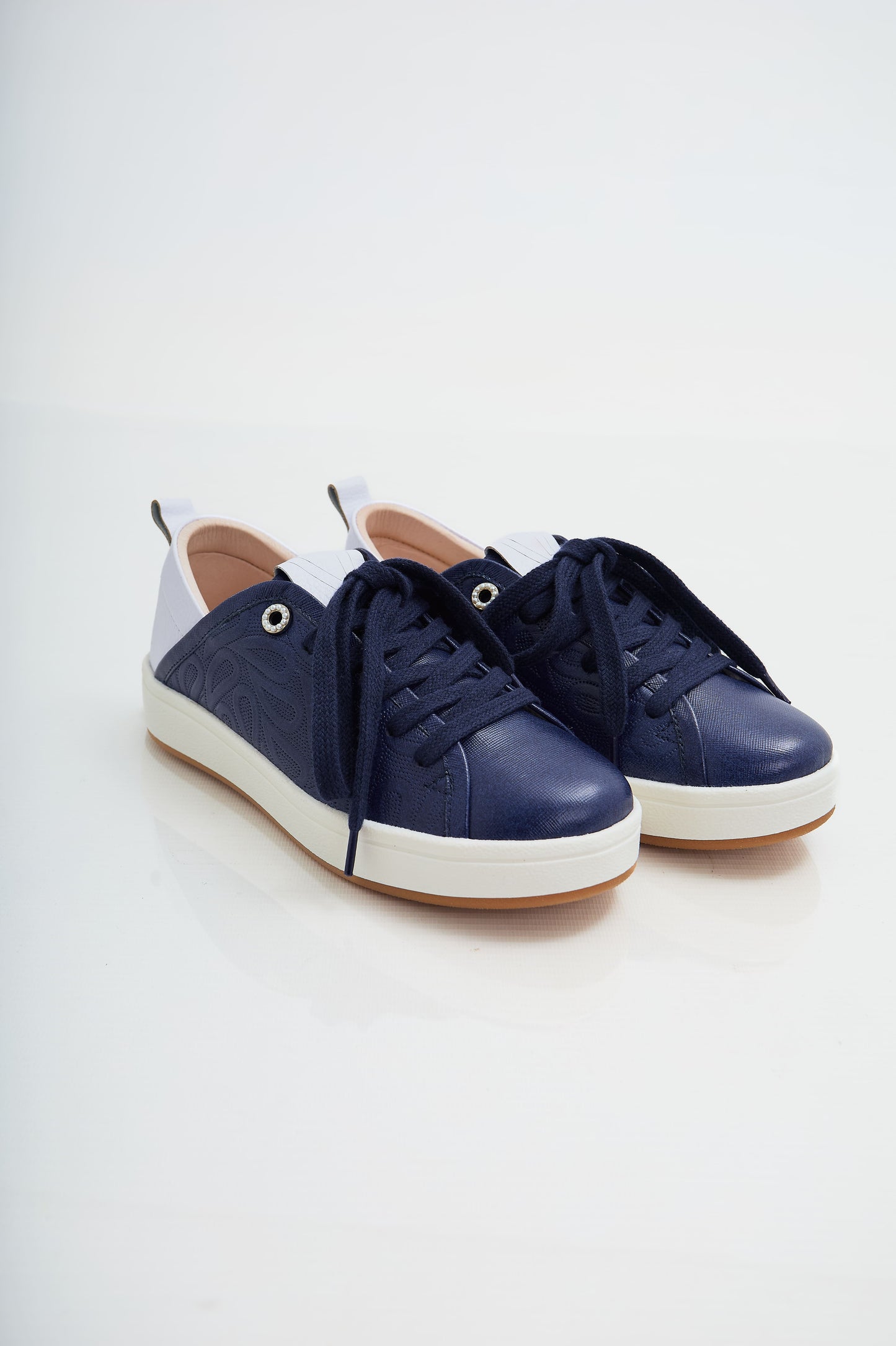 Zapatillas en cuero Val·lentia Azul Blanco 001 ZB