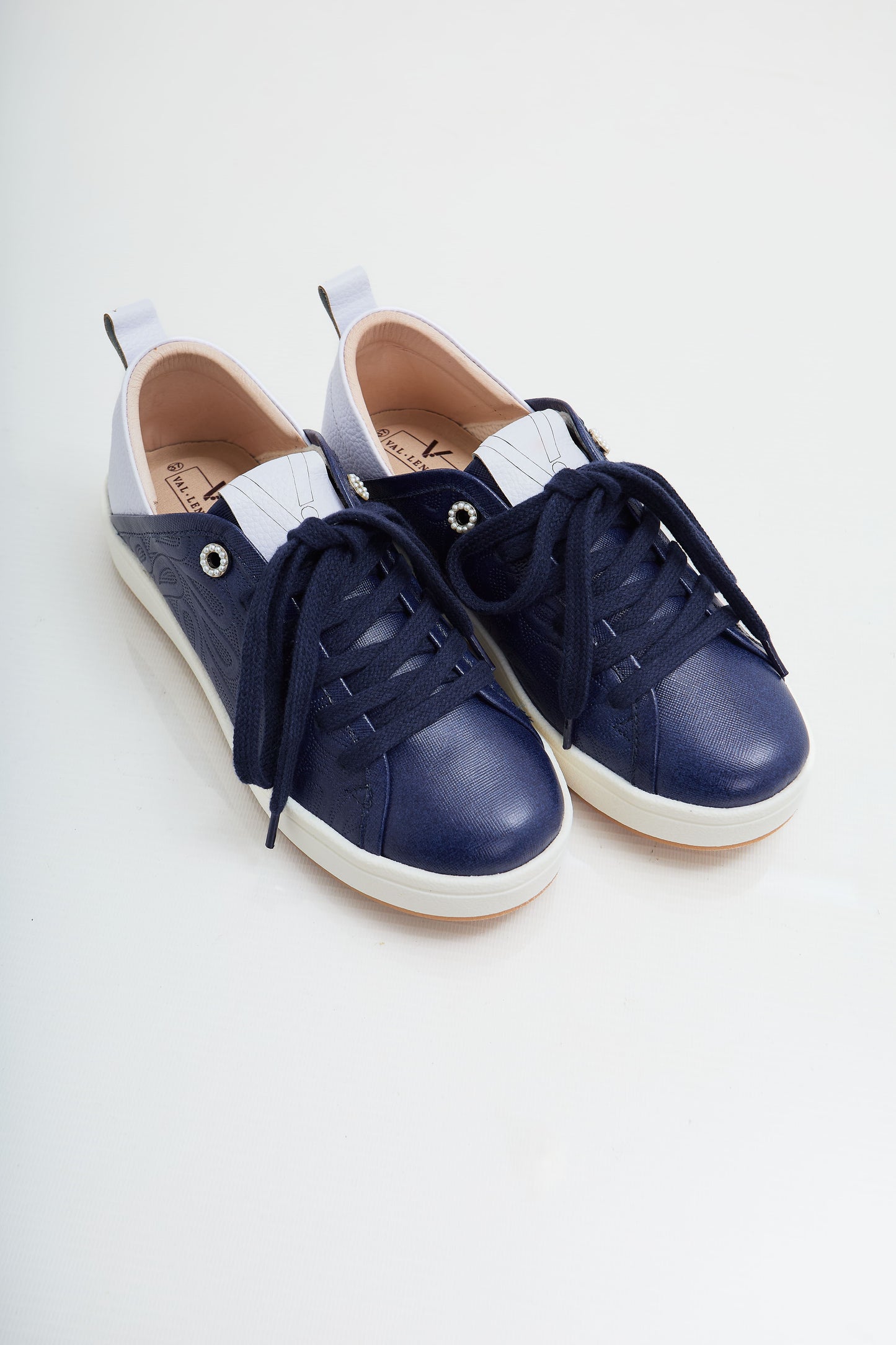 Zapatillas en cuero Val·lentia Azul Blanco 001 ZB