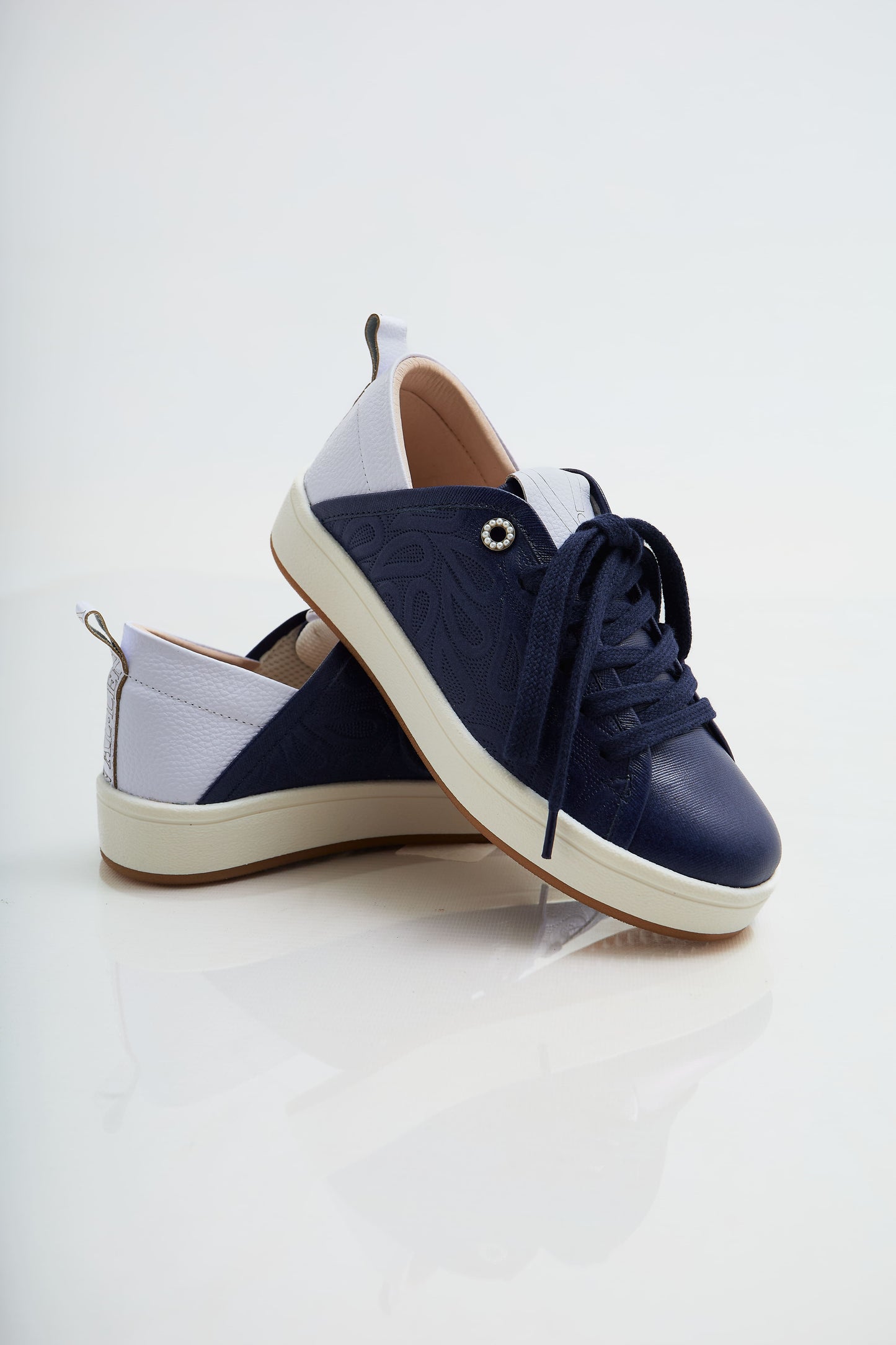 Zapatillas en cuero Val·lentia Azul Blanco 001 ZB