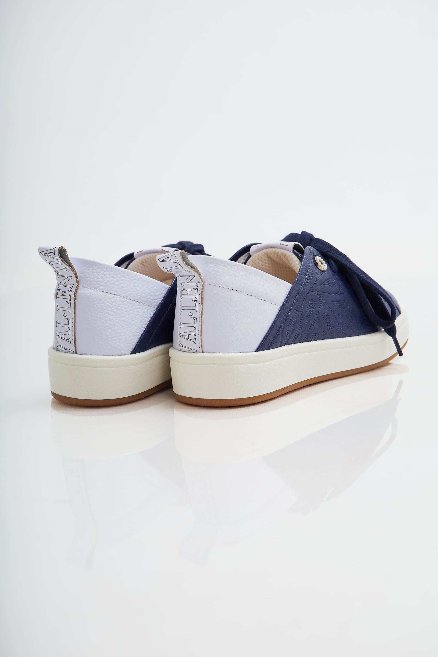 Zapatillas en cuero Val·lentia Azul Blanco 001 ZB