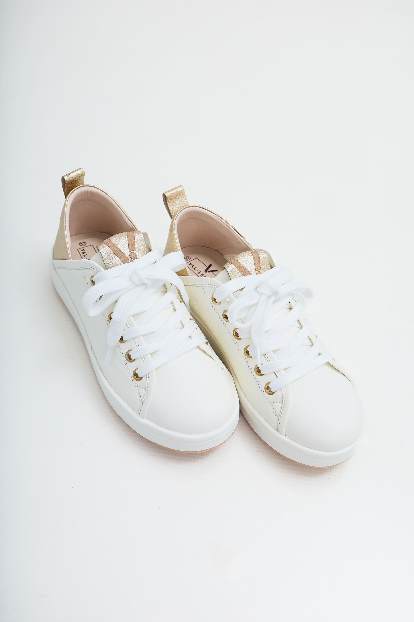 Zapatillas en cuero Val·lentia Dorado Blanco 001 BD