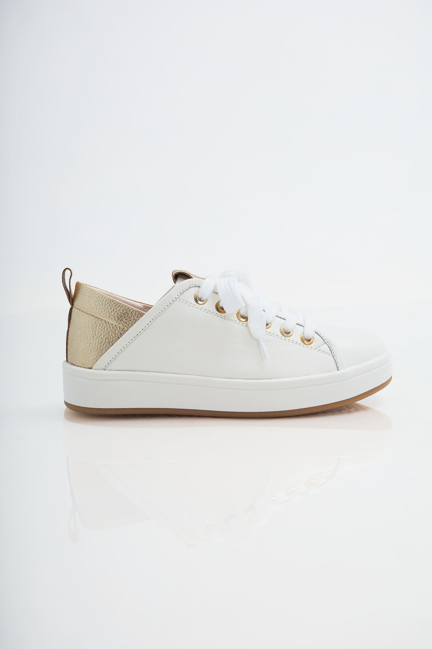 Zapatillas en cuero Val·lentia Dorado Blanco 001 BD