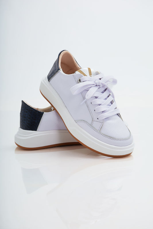 Zapatillas en cuero Val·lentia Blanco Azul 002 BPR