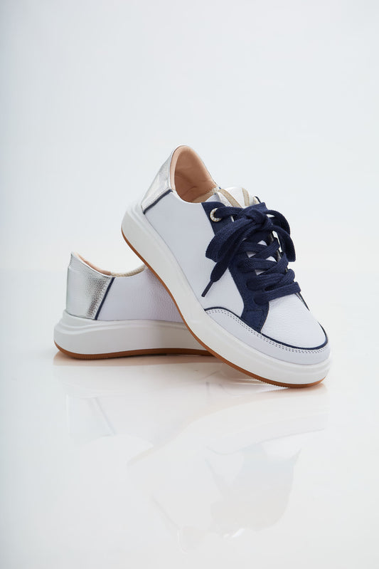 Zapatillas en cuero Val·lentia Blanco Azul 002 BP